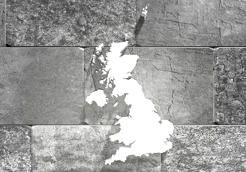 United Kingdom map on concrete wall. 3D rendering