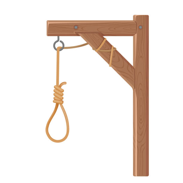 Gallows with rope and noose. Execution, death and justice symbol. Vector Gallows with rope and noose. Execution, death and justice symbol. Vector illustration hangmans noose stock illustrations