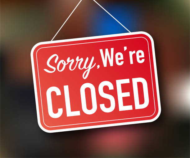 Sorry we're closed hanging sign on white background. Sign for door. Vector stock illustration. Sorry we're closed hanging sign on white background. Sign for door. Vector stock illustration closing stock illustrations