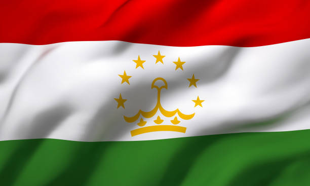 drapeau du tadjikistan soufflant dans le vent - tajik flag photos et images de collection