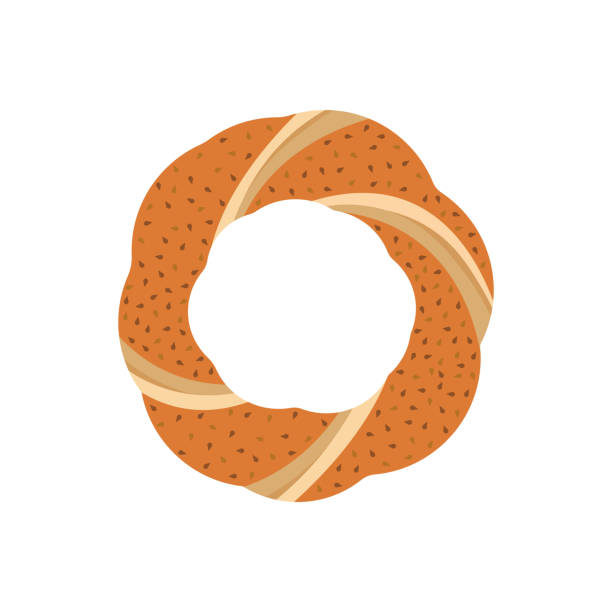 ilustrações, clipart, desenhos animados e ícones de bagel de gergelim tradicional turco. ilustração vetorial isolada. - simit