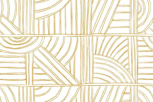 抽象的な幾何学的なシームレスなパターン。手描きの線の装飾。 - pattern backgrounds beige retro revival点のイラスト素材／クリップアート素材／マンガ素材／アイコン素材