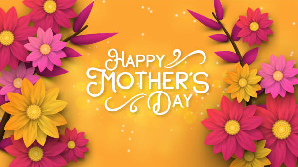 A Postcard To The Mothers Day With Paper Flowers And Letter In Stock  Illustration - Download Image Now - iStock