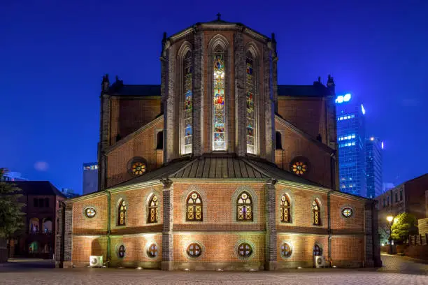 Myeongdong Catholic Cathedral Night View in Seoul,South Korea