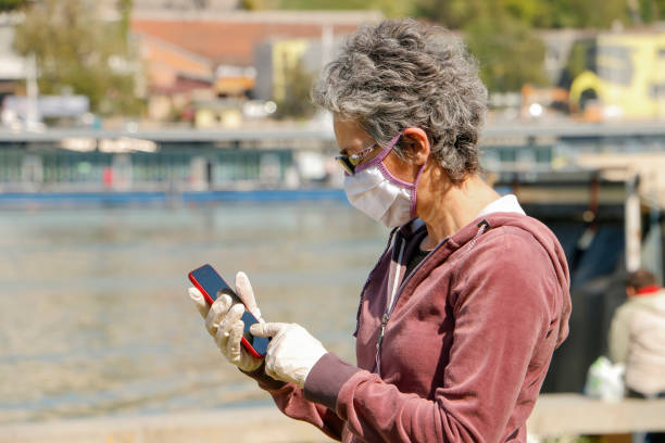 istock A woman with a protective mask 1220603630