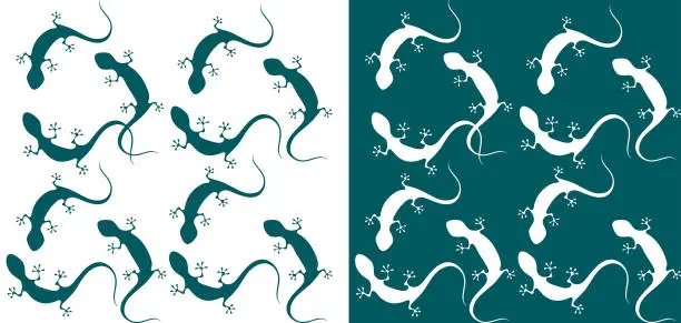 Vector illustration of set of seamless  lizard  patterns