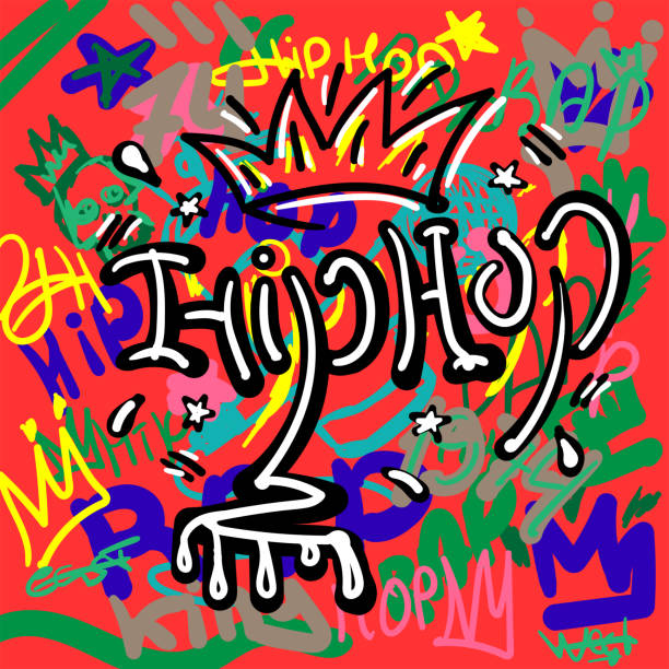 Handwritten Text Hip Hop On Colorful Background Drawn By Hand Stylish Music  Print Vector Sketch Stock Illustration - Download Image Now - iStock