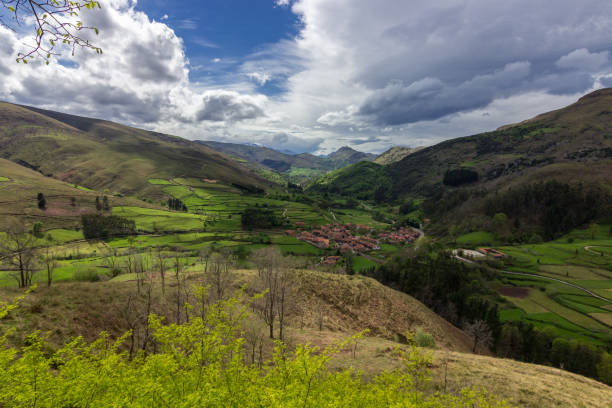 Viewpoint of asomada del ribero in Cantabria (Spain) stock photo