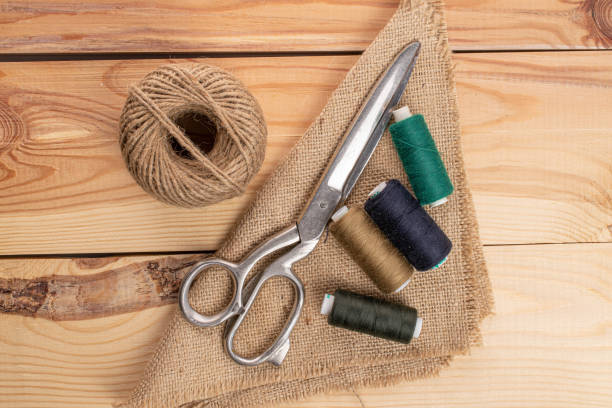 istock Haberdashery item on wood 1220621249