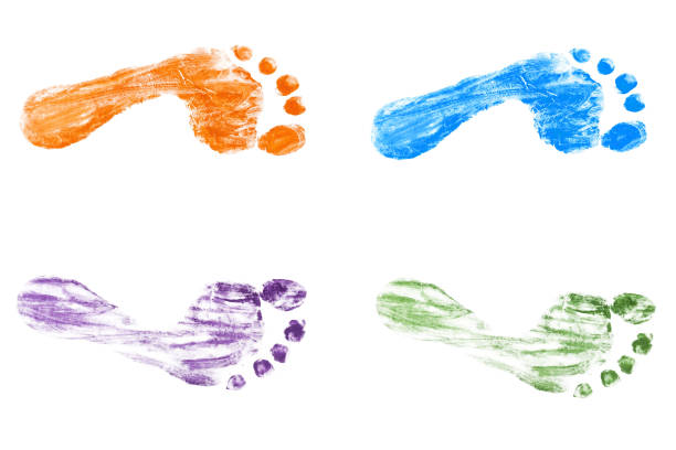 istock Colorful baby's footprints isolated on white background 1220621962