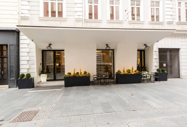 istock Hotel entrance with lamp decoration 1220623287
