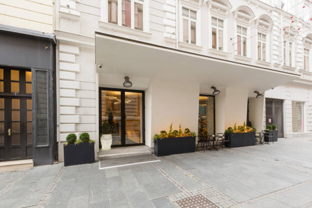 istock Hotel entrance with lamp decoration 1220623312
