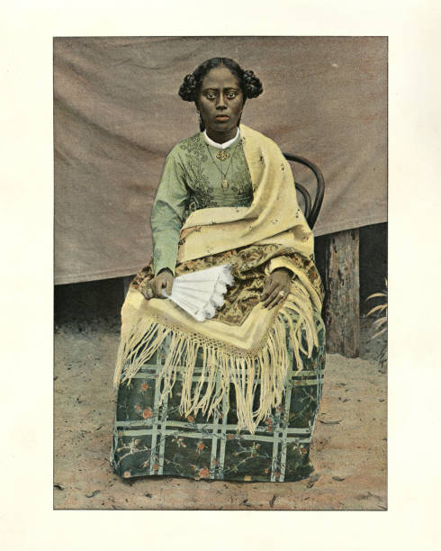 portret kobiety madagascan, 19 wieku, antyczne kolorowe zdjęcie - madagascan zdjęcia i obrazy z banku zdjęć