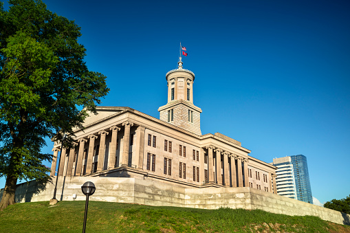 Exterior building of the Tennessee State Capitol Legislature building which was completed in 1859