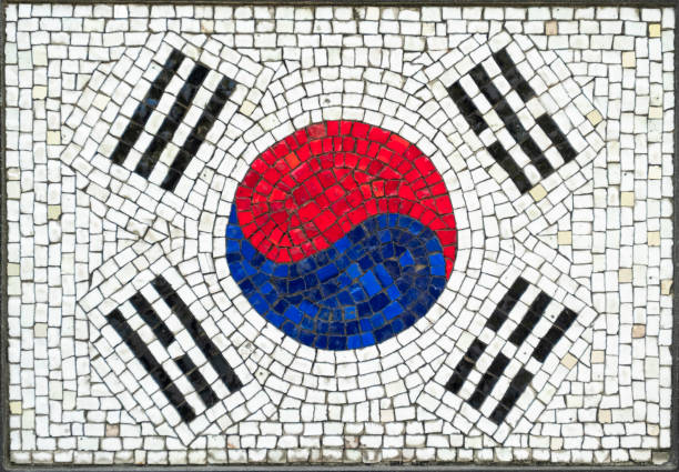 National flag of the country of Korea stone mosaic