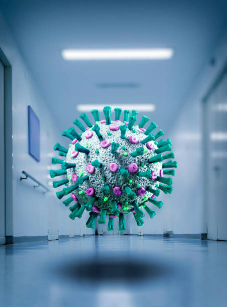 istock Coronavirus COVID-19 floating in hospital 1220627818