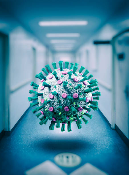 istock Coronavirus COVID-19 floating in hospital 1220627830