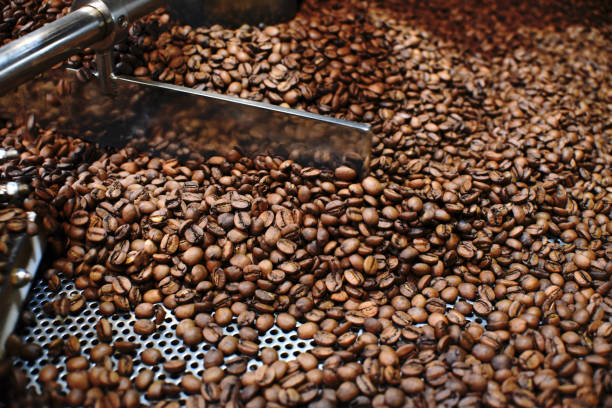 кофейные зерна жареные - roasted coffee стоковые фото и изображения