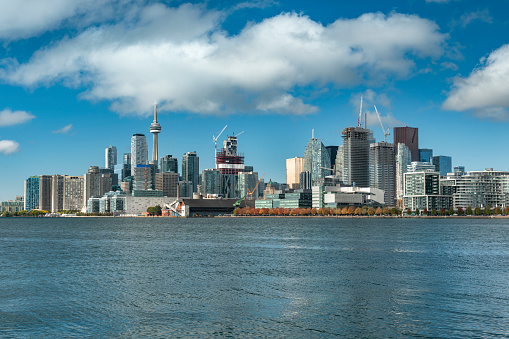 Downtown Toronto Canada cityscape skyline view over Lake Ontario