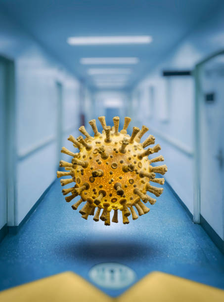 istock Corona Virus COVID-19 floating in hospital 1220630676