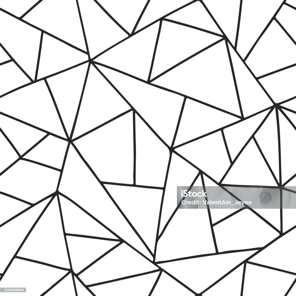 Seamless Vector Pattern Black And White Lined Asymmetric Geometric  Background With Rhombus Triangles Print For Decor Wallpaper Packaging  Wrapping Fabric Triangular Graphic Design Line Drawing Stock Illustration -  Download Image Now - iStock