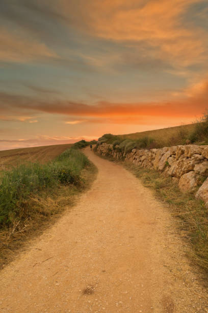 Sunrise on the Camino de Santiago through Navarra, Spain