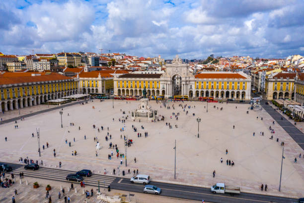 istock Commerce Square Lisbon called Praca do Comercio from above - the central square in the city 1220641521