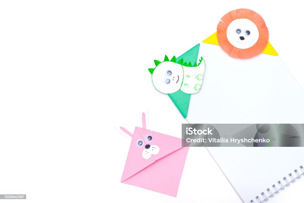 Cute Animals Origami Paper Corner Bookmarks On White Background Stock Photo  - Download Image Now - iStock