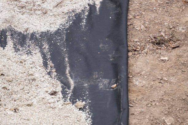 Black Landscaping Fabric on Top of Dirt
