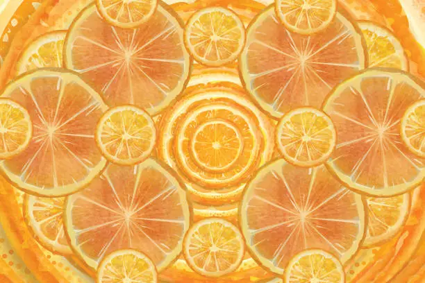 Vector illustration of Orange slices pattern stock illustration