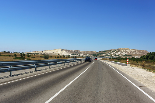 The new Tavrida high-speed road in Crimea. Belaya Skala near Belogorsk