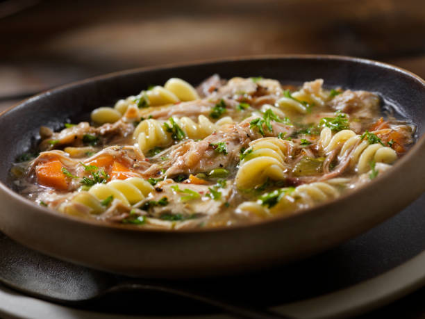 istock Home Made Turkey Soup with Rotini Pasta 1220645442