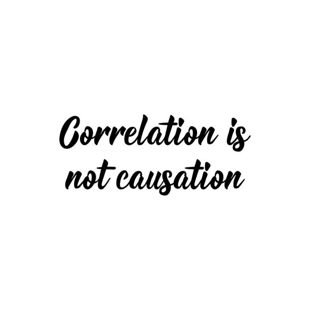korrelation ist keine kausalität. vektor-illustration. schriftzug. tinte-illustration. - causality stock-grafiken, -clipart, -cartoons und -symbole