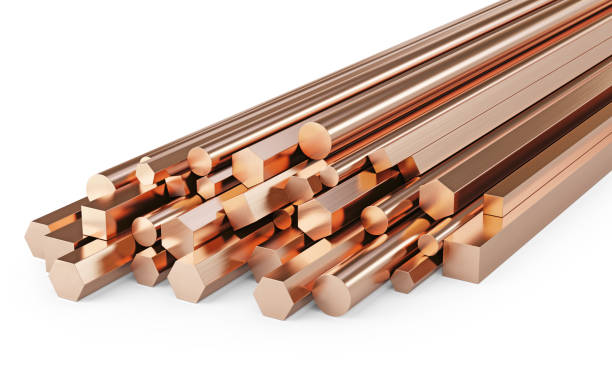 istock Copper rods of different types. Isolated on white background, clipping path included. 1220652549