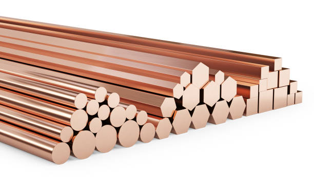 istock Set of copper rods of different types.  Isolated on white background, clipping path included 1220652559