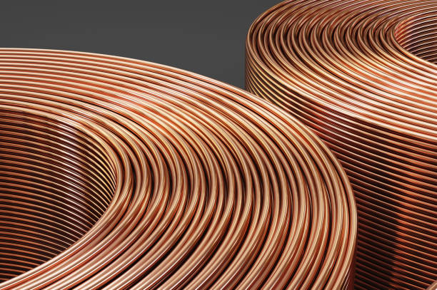 istock Spiral copper pipes and copper tubes. 1220653276