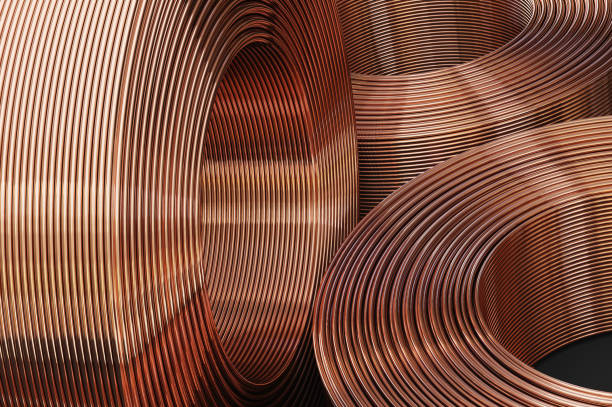Close-up of new and shiny сopper pipe. Close-up of new and shiny сopper pipe. 3D illustration copper stock pictures, royalty-free photos & images