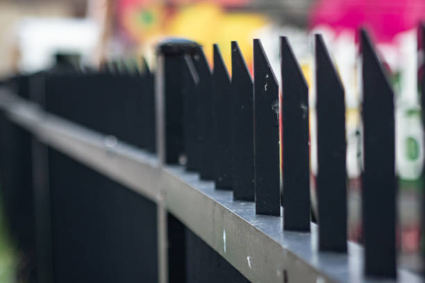 istock Close up of Iron Fence Post 1220653603