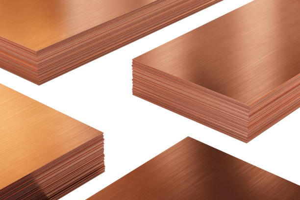 istock Copper sheets, rolled metal products. Isolated, clipping path included. 1220653607