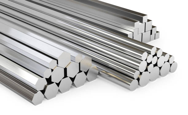 Set of steel rods of different types. Round, square, hexagonal rolled metal products. Isolated, clipping path included. Set of steel rods of different types. Round, square, hexagonal rolled metal products. Isolated on white background, clipping path included. 3d illustration. alloy stock pictures, royalty-free photos & images