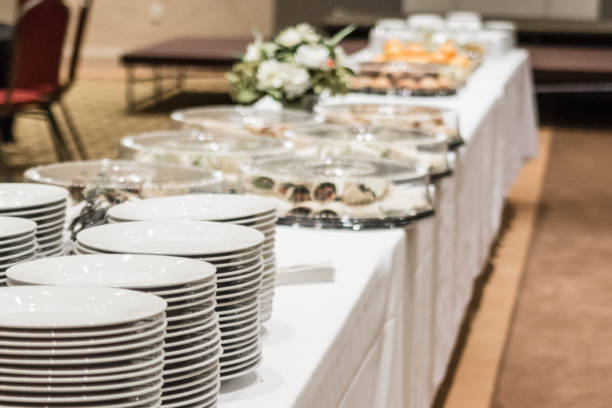 istock Close up of Plates at a Buffet Table 1220656400