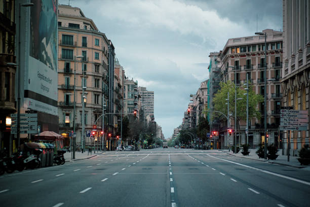 Empty street in Barcelona, Spain, during the Covid-19 Lockdown