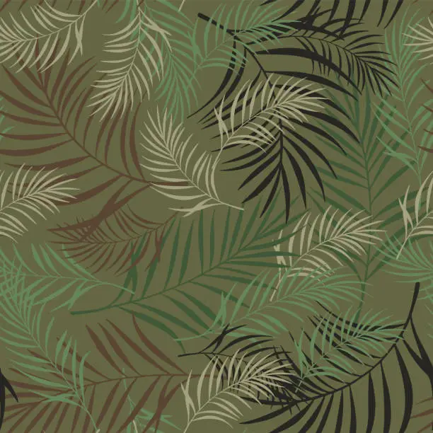 Vector illustration of Leaves pattern design camouflage style colored seamless pattern