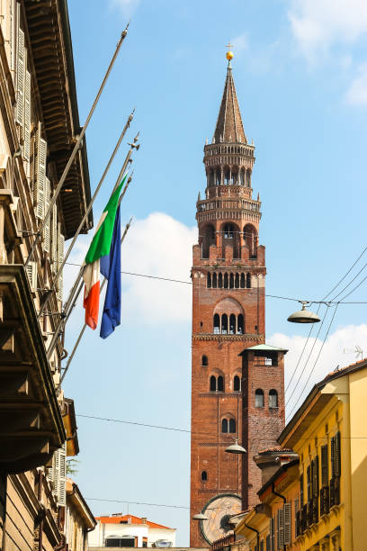 Beautiful architecture of bell tower (Torrazzo of Cremona) in Cremona.