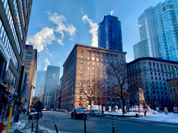 istock Winter sunset on a corporate building 1220668840
