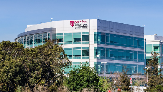 Apr 22, 2020 Redwood City / CA / USA - Stanford Health Care facility; Stanford Health Care comprises a network of medical facilities and doctors located around the San Francisco Bay area