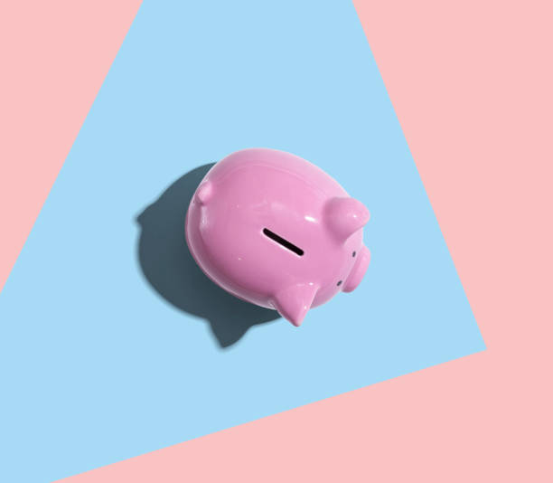 istock Pink piggy bank overhead view 1220673985