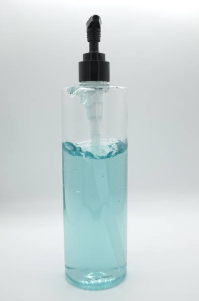 istock Clear hand sanitizer in a clear pump bottle isolated on a white background. 1220679799