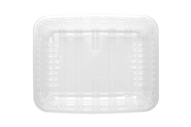 transparent plastic food tray - plastic tray imagens e fotografias de stock