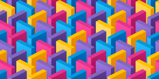 Seamless Bricks Background Pattern Seamless bricks colorful pattern tiles top to bottom and left to right. domino-pattern stock illustrations